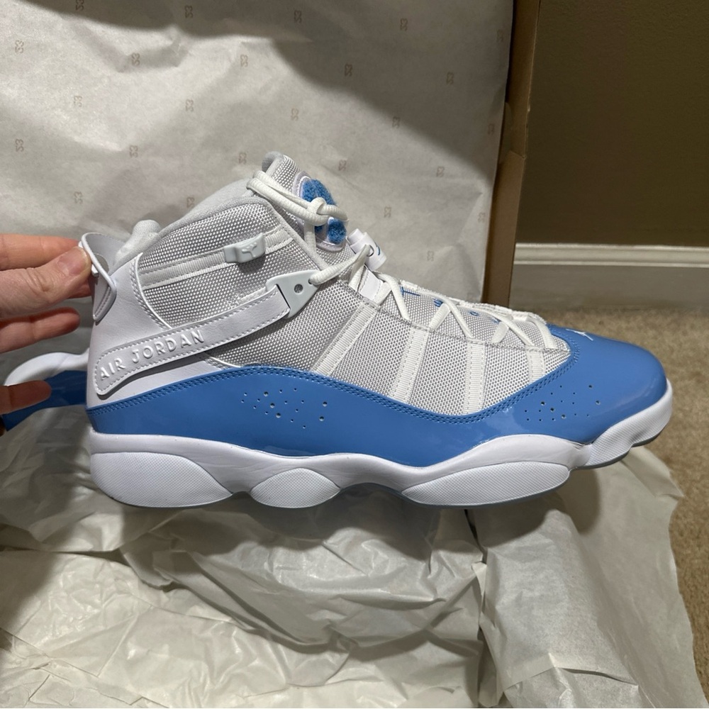 Jordan 6 Rings UNC Sneakers Men’s 15 White/White-Valor Blue-Ice w/ Box EUC!